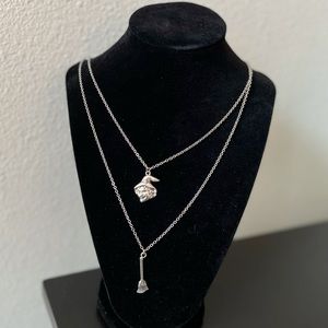 Witch and Broom Layered Necklace